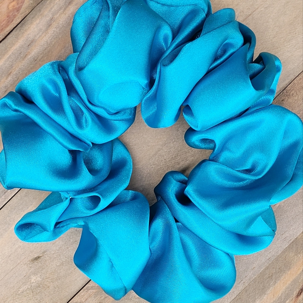 Teal Large Satin Scrunchies full